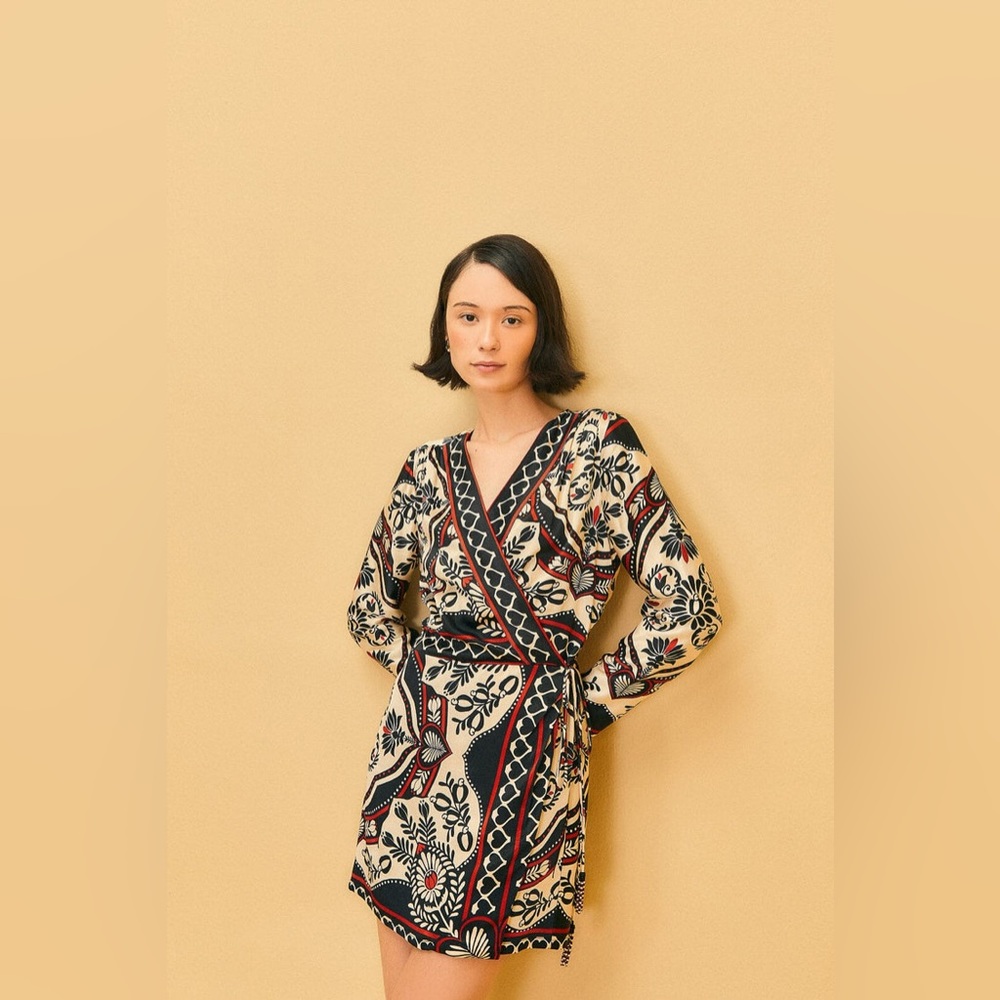 Anthropologie Farm Rio Passion Wrap Mini Dress